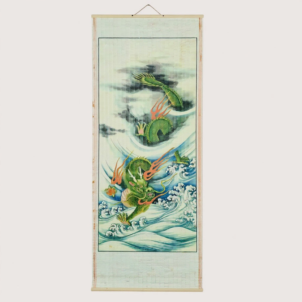Vintage Chinese Dragon Wall Scroll – Handcrafted Traditional Art