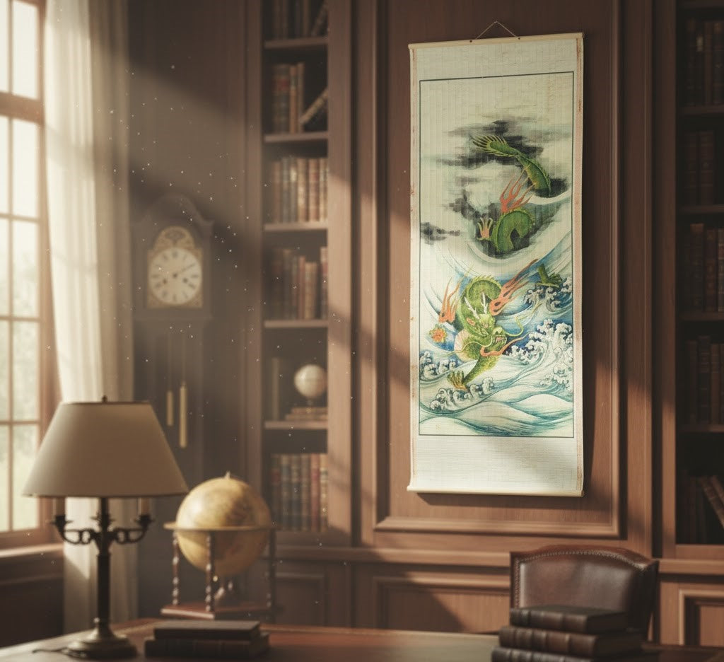Vintage Chinese Dragon Wall Scroll – Handcrafted Traditional Art